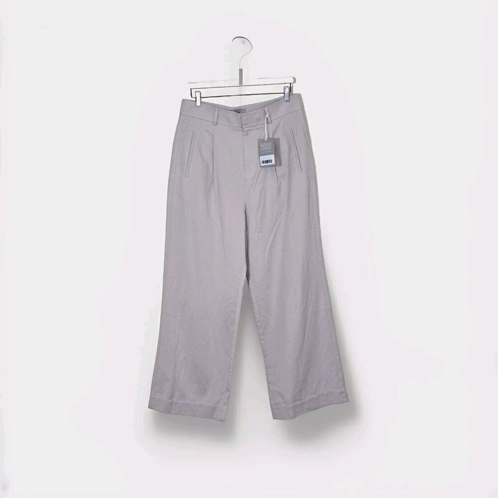 Everlane Pants Womens 12 Beige High Rise Wide Leg Pockets Neutral Office Classic